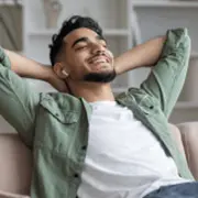relaxed guy excited about getting new flooring