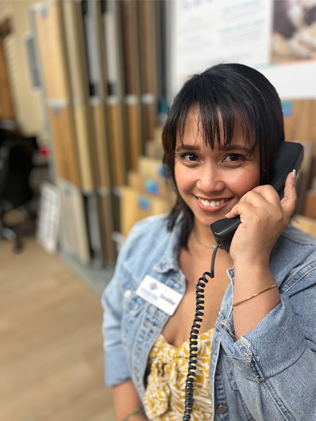 Vision Flooring helping clients with their flooring questions